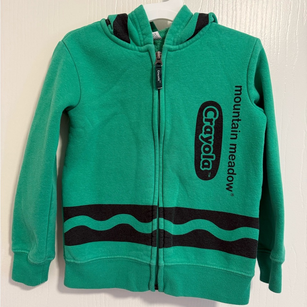 Green Crayola Kids/Toddlers Long Sleeve Fleece Full Zip Hooded Sweatshirt